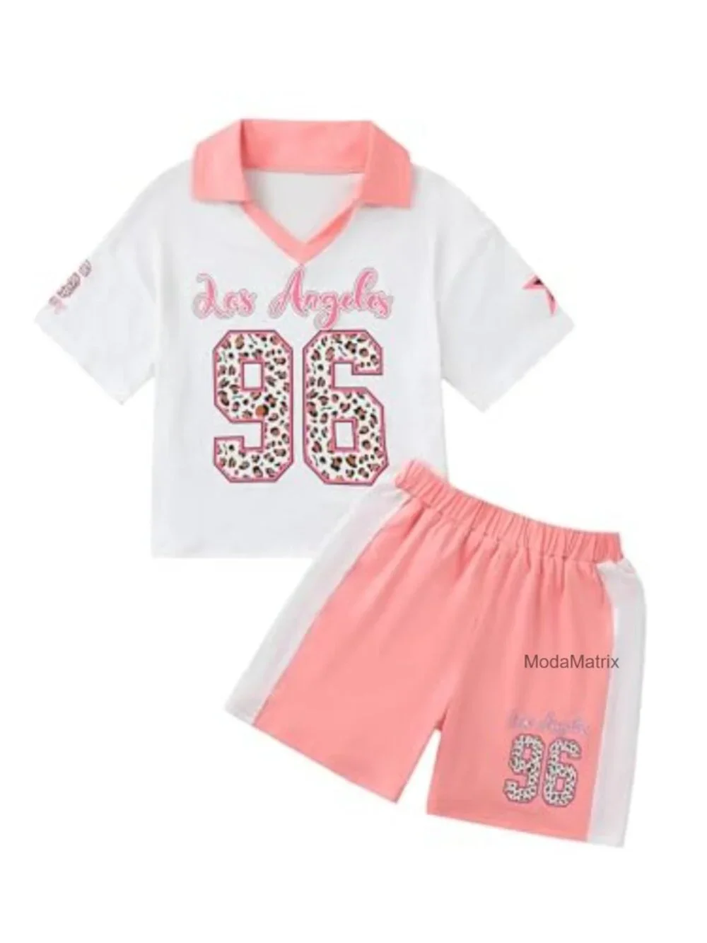 Girls 2 Piece Summer Outfit T-Shirt & Elastic Shorts Set